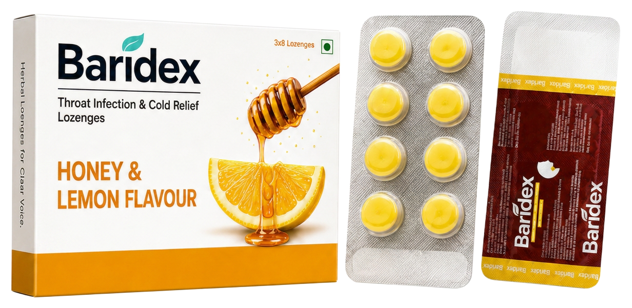 Baridex Honey & Lemon pack of 24 herbal lozenges