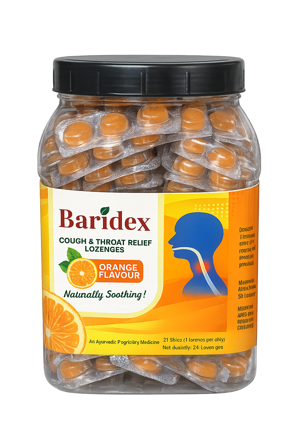 Baridex Orange Flavour Lozenges Jar - 30 Strips
